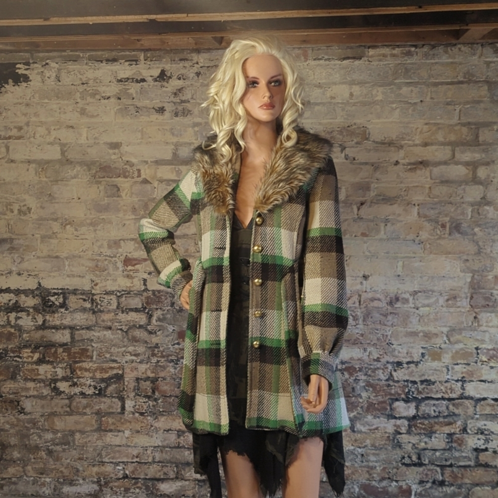 Bohemian Green plaid coat